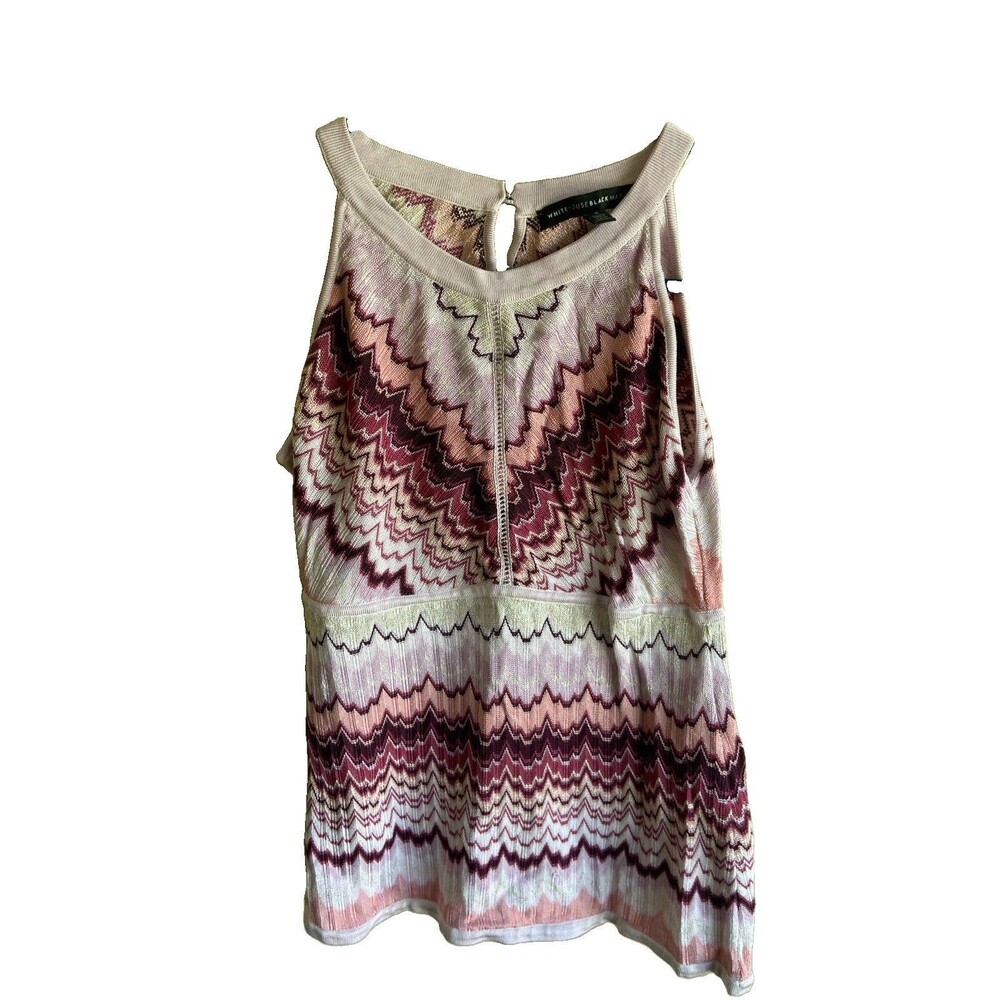 White House Black Market Geometric Sweater Knit Tank Top Small Purple Pink